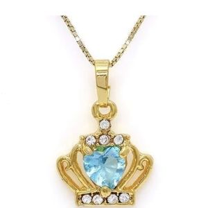 CREATED SWISS BLUE TOPAZ & FLAWLESS CREATED DIAMOND 18K GOLD PLATED